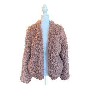 Mauve Faux Fur Open Jacket